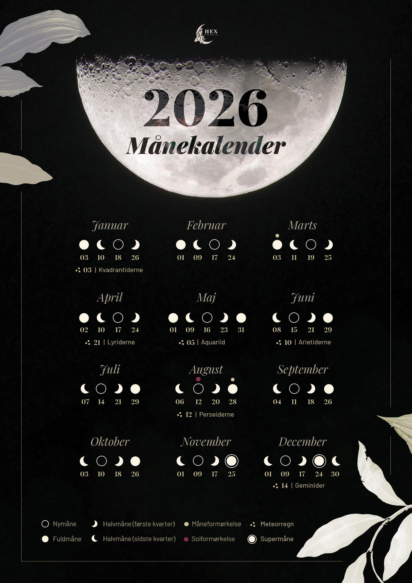Månekalender 2026 plakat