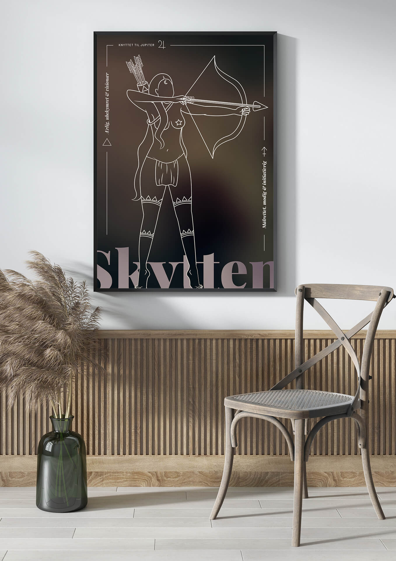 skytten stjernetegn plakat i ramme i stuen