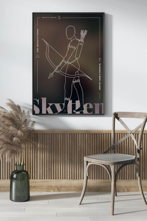 Skytten stjernetegn mand på plakat hænger på væggen