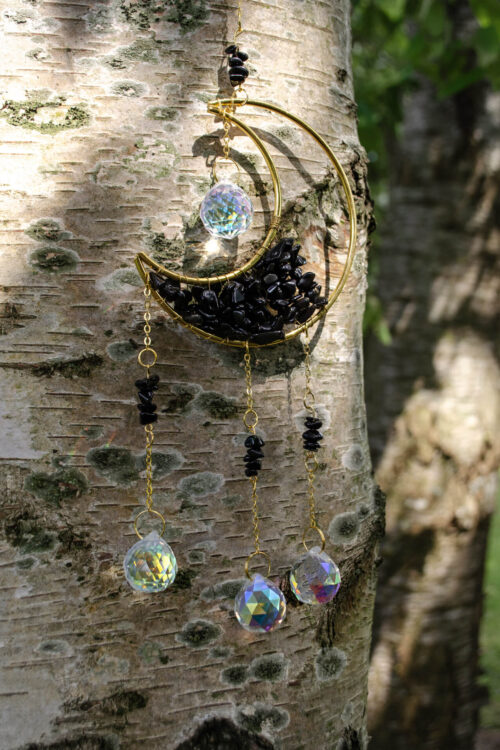 Solfanger uro / Suncatcher med Obsidian krystal